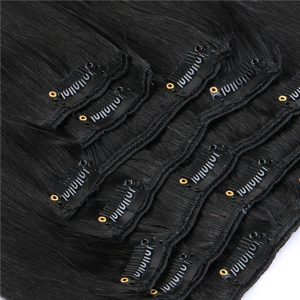 Silky straight remy clip in human hair extensions XS058